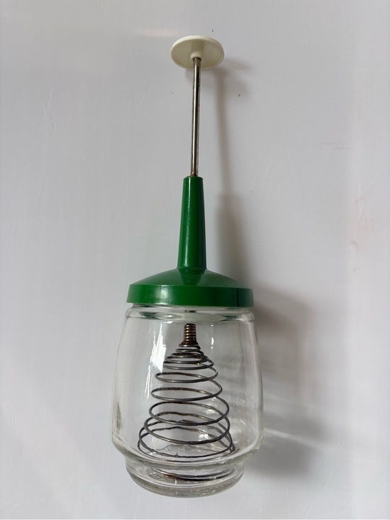 federal glass Other - Vintage Federal Housewares Retro Green-Top Spring Action Glass Whisk Jar